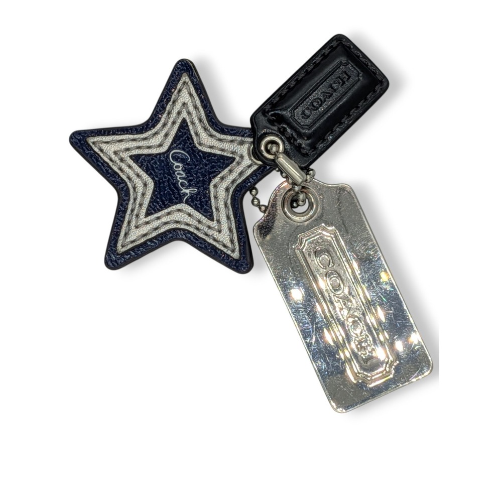 Coach Charm Hangtag Mix Navy Star Leather & Silver Logo Hangtags Bag Accessories